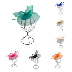 Bibi De Cérémonie à Voilette Avec Plumes Sur Base Ronde