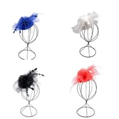 Bibi De Cérémonie En Voilage Avec Fleurs Et Finition Plumes