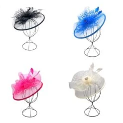 Bibi De Cérémonie Motif Fleur Avec Tulle à Pois Et Plumes Coloris MIX