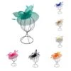 Bibi De Cérémonie à Voilette Avec Plumes Sur Base Ronde Coloris MIX -Accessoires De Mode product 11697563hd
