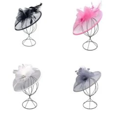 Chapeau Cérémonie à Fleur Ornée De Perles Avec Plumes Coloris MIX