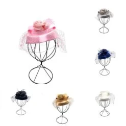 Chapeau Bibi De Cérémonie Décoré D’une Fleur Et Voilette Coloris MIX