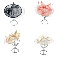 Bibi De Cérémonie à Noeuds Avec Voilette Et Des Plumes Coloris MIX