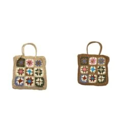 Sac Tricoté En Papier Design Coloré Avec Motif Fleuris