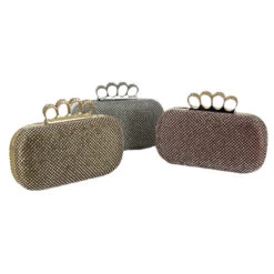 Pochette Soirée Recouverte Strass à Passants 4 Bagues