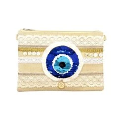 Pochette à Motif œil Porte Bonheur En Sequins Brodés