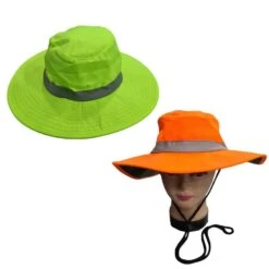 Chapeau En Tissu Fluo Avec Une Bande Réfléchissante