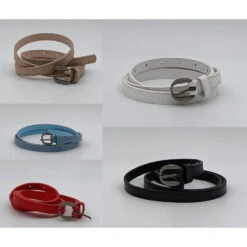 Ceinture Fine Simili Cuir Avec Boucle Ardillon En Métal Coloris Au Choix