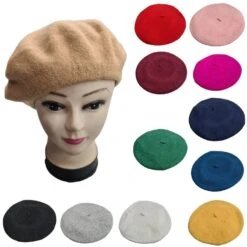 Béret Rond Uni Style Classique Composé De Laine Majoritaire