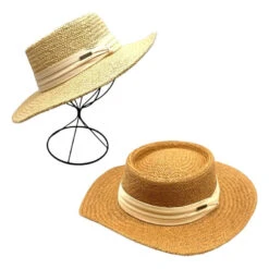 Chapeau Pork Pie En Papier à Bord Plat Avec Un Ruban Uni