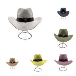 Chapeau De Cowboy à Bande Simili Brodé Fleur Décor D'une Tête De Zébu