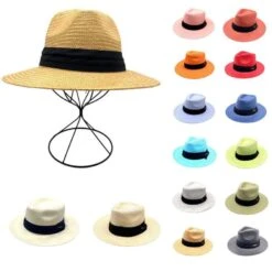 Chapeau Panama Tressage En Paille Avec Un Ruban Uni