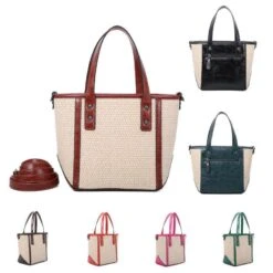 Sac Cabas Fermé Par Zip Avec Contours Et Poignées Faux Cuir