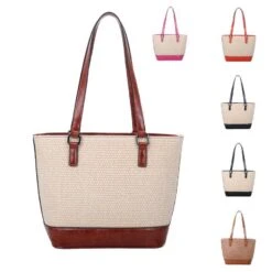 Sac Cabas Bimatière Tressé Et Synthétique En Imitation Cuir