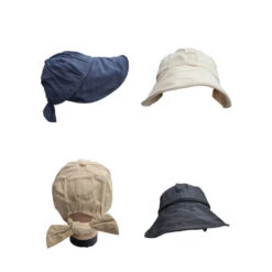 Chapeau En Tissu à Grande Visière Avec Nœud à L'arrière