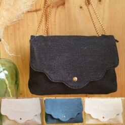 Sac Bandoulière Coton Avec Rabat Aimanté Bord Festonné