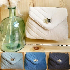 Sac à Bandoulière En Tissu Jean Aspect Délavé Matelassé