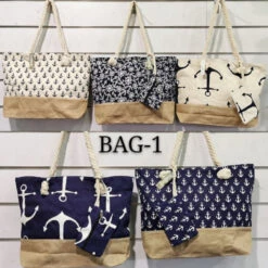 Sac Cabas De Plage En Tissu Avec Imprimé à Esprit Marin