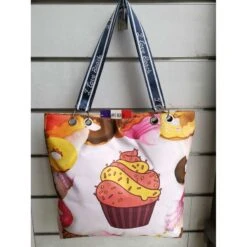 Sac De Plage "I Love Beach" Paré D'un Imprimé Cupcake