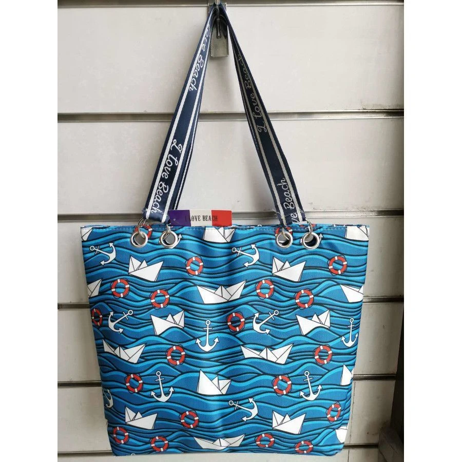 Sac De Plage "I Love Beach" Motif Sur Le Thème Nautique 3 Sac De Plage "I Love Beach" Motif Sur Le Thème Nautique