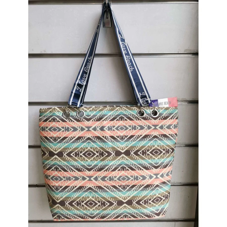 Sac De Plage "I Love Beach" à Superbe Imprimé Ethnique 3 Sac De Plage "I Love Beach" à Superbe Imprimé Ethnique