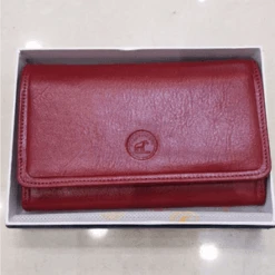 Portefeuille Compact à Rabat En Cuir Rouge Avec Protection Anti Piratage