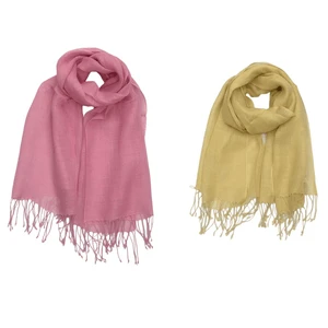 Écharpe En Tissu De Lin Uni Et Franges à Chaque Extrémité Coloris MIX 3 Écharpe En Tissu De Lin Uni Et Franges à Chaque Extrémité Coloris MIX