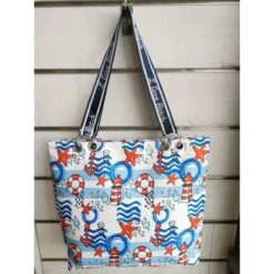 Sac De Plage à Motif Phare Ancre, Bouée Et étoile De Mer