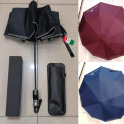 Parapluie Anti-tempête Ouverture Automatique En Polyester Noir à 10 Baleines