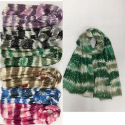 Écharpe Rectangle à Rayures Tie-dye Avec Des Paillettes Coloris MIX
