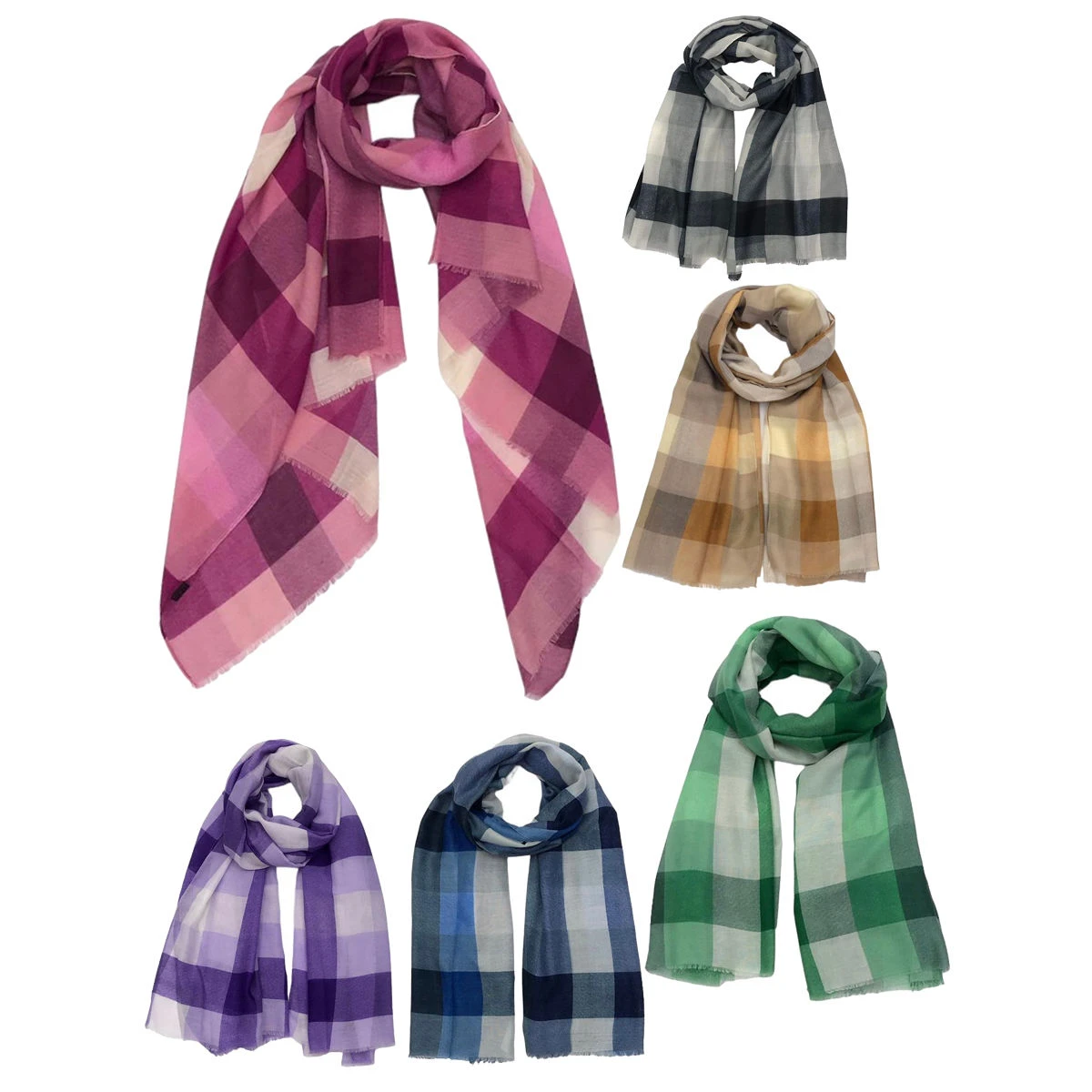 Écharpe Rectangulaire Paré De Motif Carreaux Classique Coloris MIX 3 Écharpe Rectangulaire Paré De Motif Carreaux Classique Coloris MIX