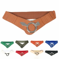 Ceinture De Hanche élastique Large à Fermoir Anneau Argent