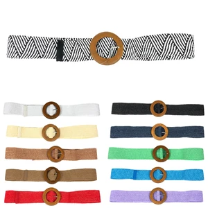Ceinture élastique Tressée Avec Boucle Ronde En Bois 3 Ceinture élastique Tressée Avec Boucle Ronde En Bois