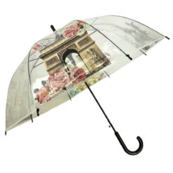 Parapluie Canne Transparent 8 Baleines Motif Monuments De Paris