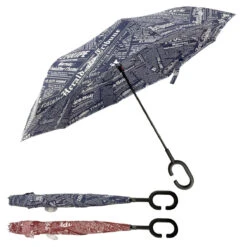 Parapluie Inversé 8 Baleines Avec Un Motif Journal Imprimé