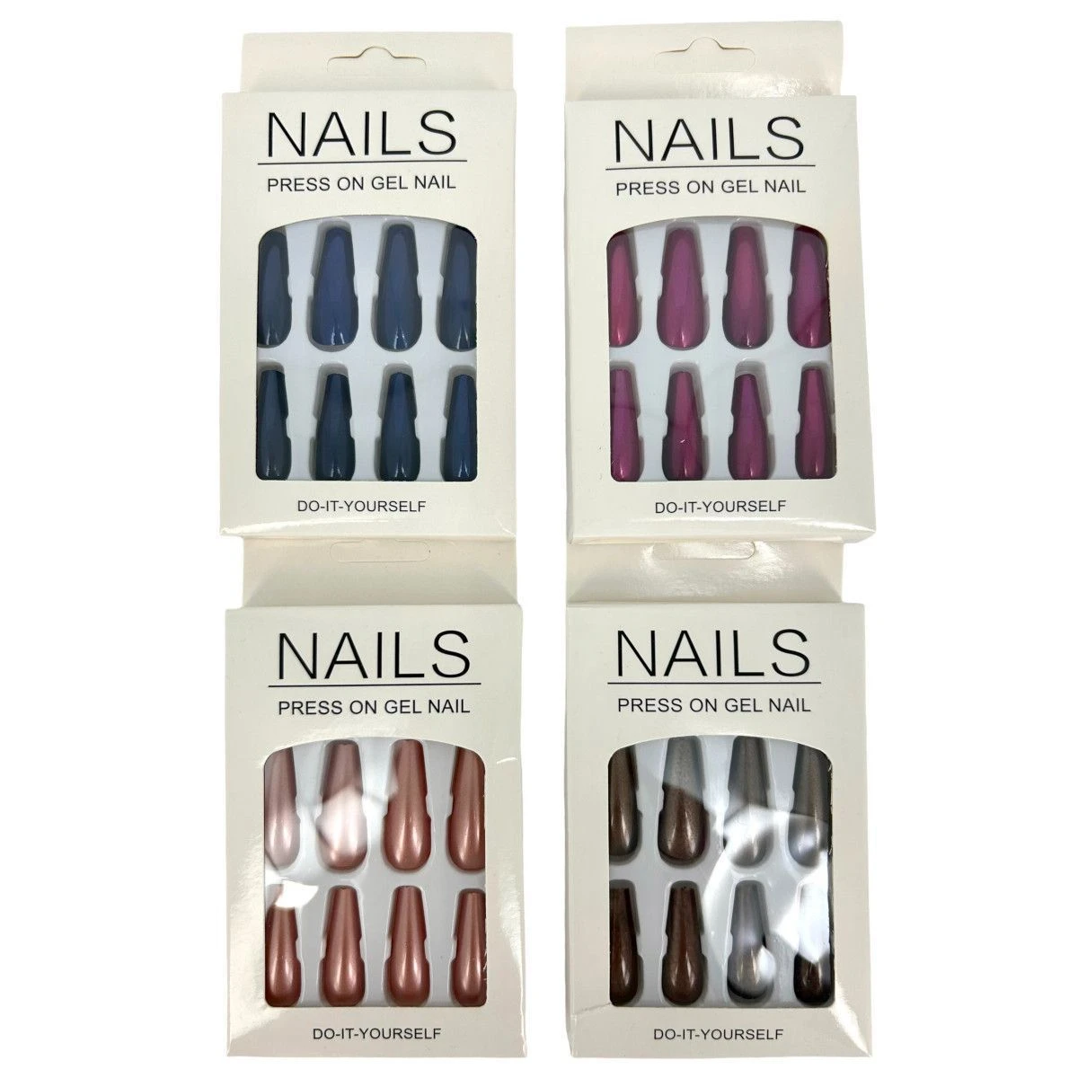 Faux Ongles En Plastique Uni à Effet Métallisé 3 Faux Ongles En Plastique Uni à Effet Métallisé