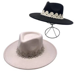 Chapeau à Large Bord Orné D’un Galon De Dentelle à Fleurs