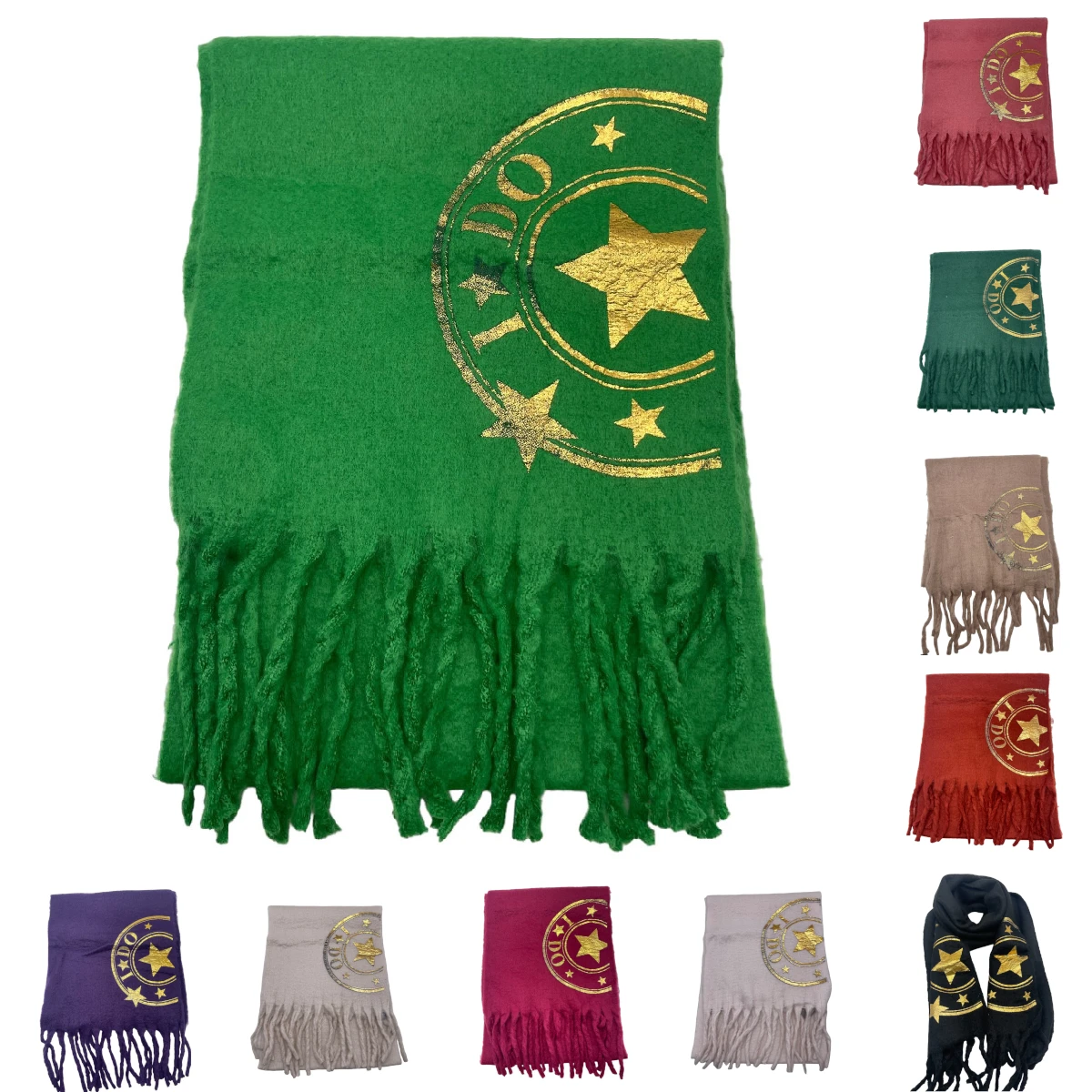 Écharpe Frangée En Maille Douce à Symbole Fantaisie 4 Écharpe Frangée En Maille Douce à Symbole Fantaisie – Image 2