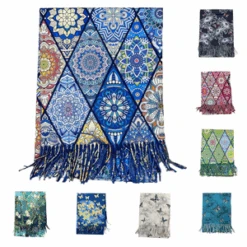 Écharpe à Imprimé Abstrait Avec Extrémités à Franges