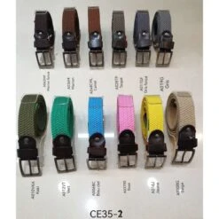 Ceinturé Tressée élastique Avec Embout En Croûte De Cuir De Vachette