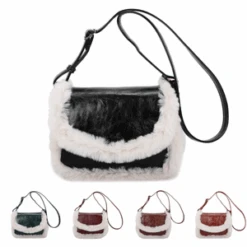 Sac Bandoulière à Rabat Avec Bordure En Fausse Fourrure