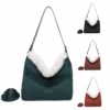 Sac Cabas En Simili Daim Avec Bordure Fausse Fourrure