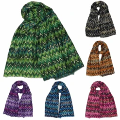 Écharpe Brillante Au Motif Zigzag De Couleur Mixte