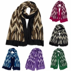 Écharpe Longue à Imprimé Façon Zigzag De Couleur Mixte