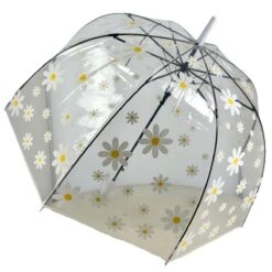 Parapluie Transparent POE à 8 Baleines Motif Marguerite