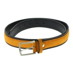 Ceinture Homme En Cuir De Vachette De Qualité Jaune