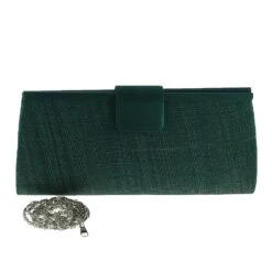 Pochette Aspect Sisal Fermé Avec Rabat Aimant Vert Foncé