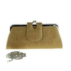 Ravissante Pochette Beige Rectangulaire Fermé à Clip