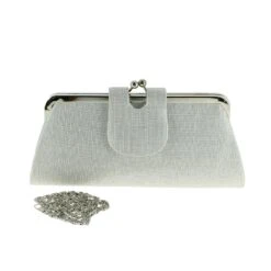 Ravissante Pochette Blanc Rectangulaire Fermé à Clip