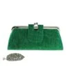 Ravissante Pochette Verte Rectangulaire Fermé à Clip